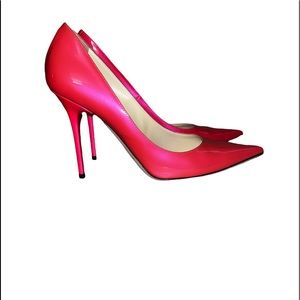 Pre loved Jimmy Choo Abel’s Neon Patent - Geranium